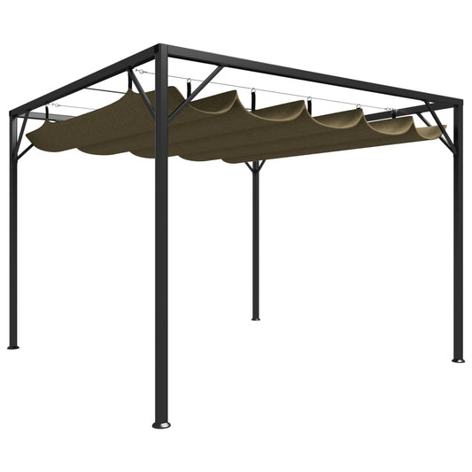 JUNG Vida Gartenpavillon mit Ausziehbarem Dach 3x3 m Taupe 180 g/m²