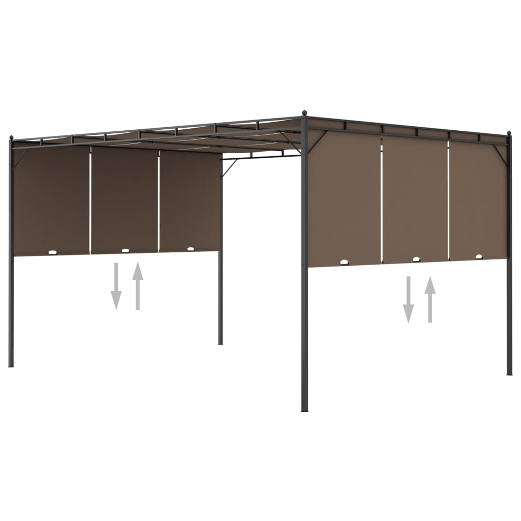 JUNG Vida Gartenpavillon mit Seitenvorhang 4x3x2,25 m Taupe