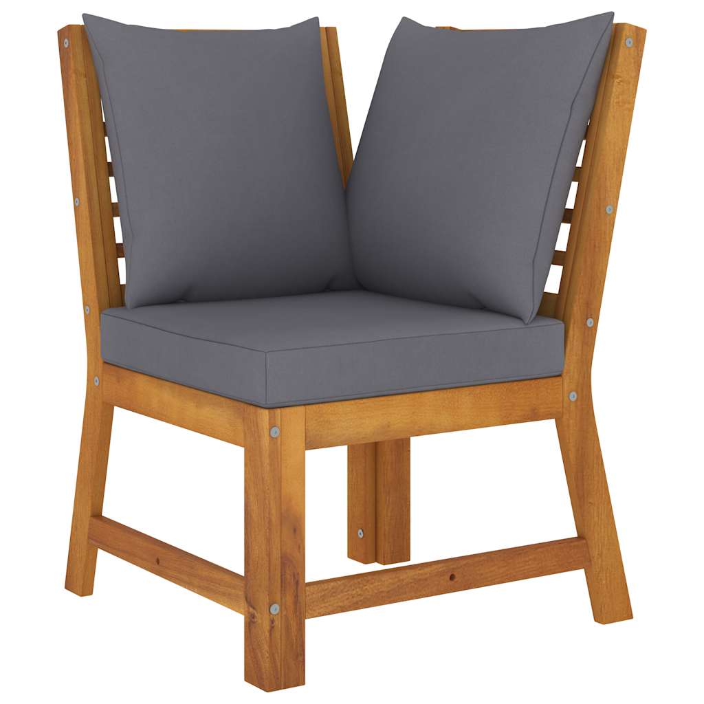 JUNG Vida Modular-Sofa-Eckteil mit Dunkelgrauen Kissen Massivholz Akazie
