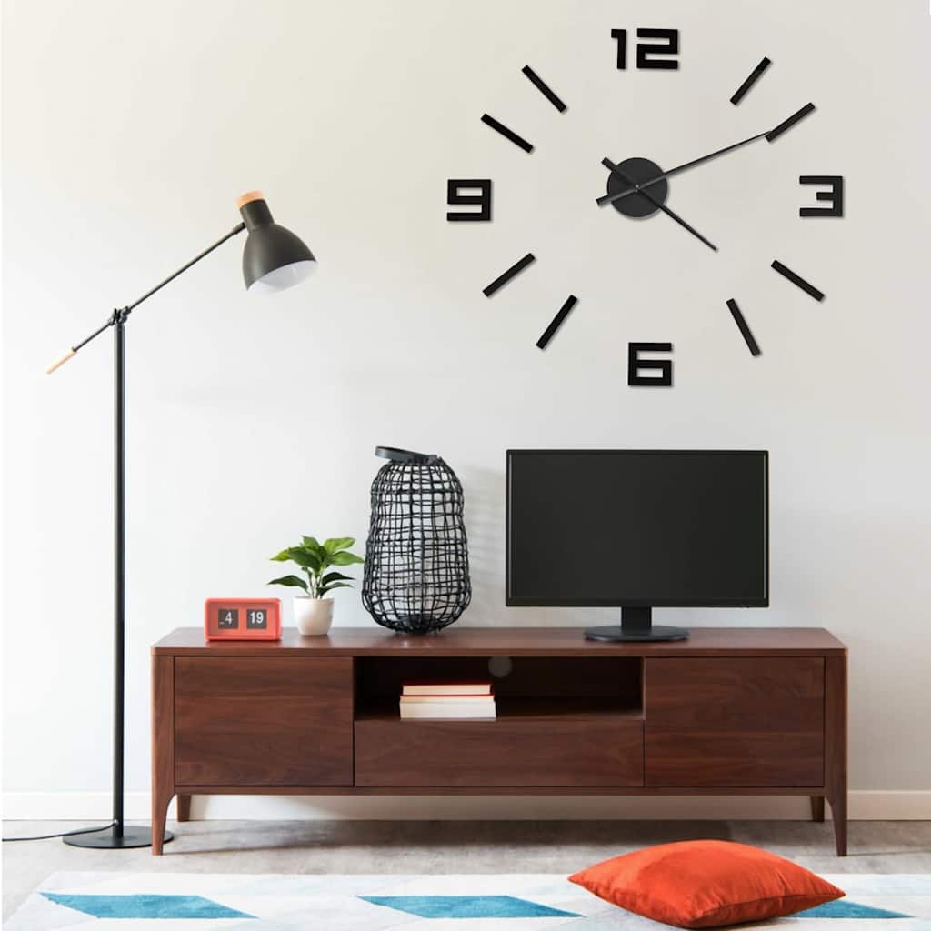 JUNG Vida 3D-Wanduhr Modernes Design Schwarz 100 cm XXL