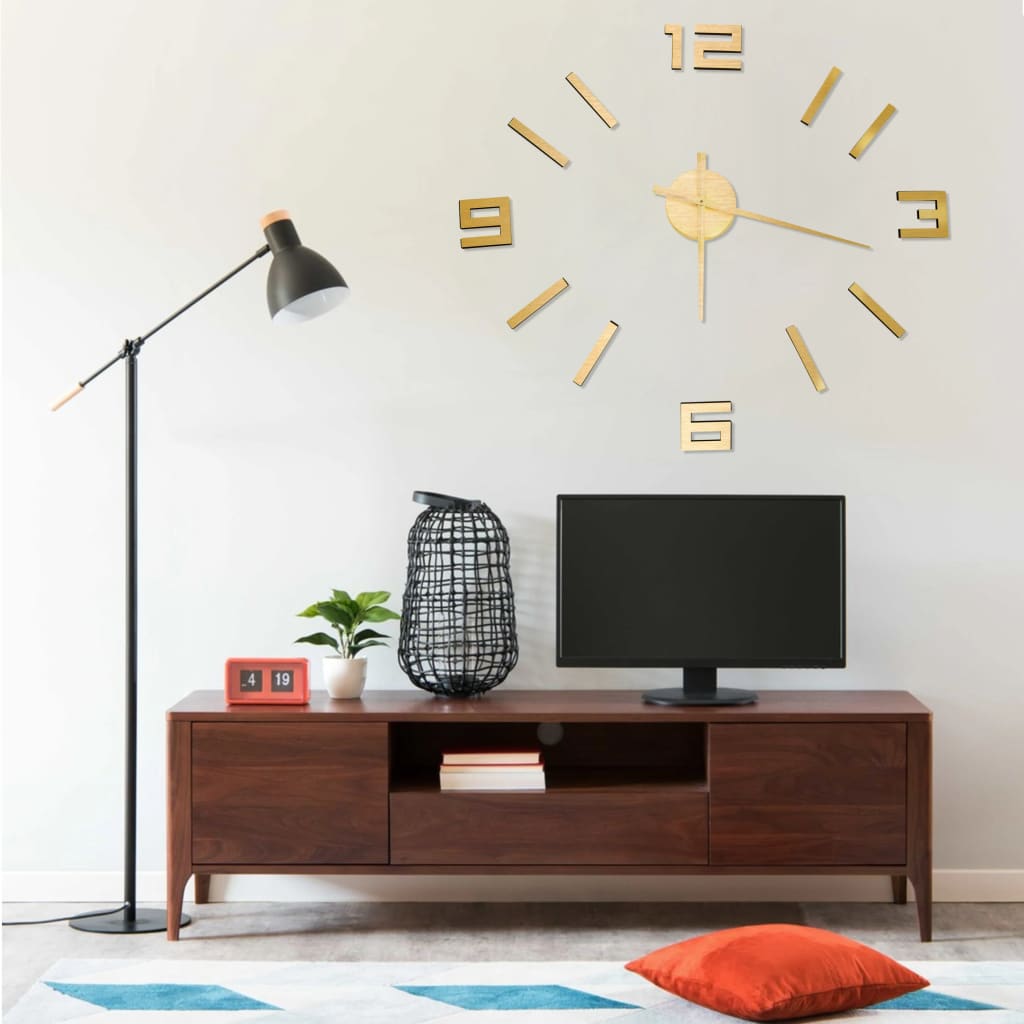 JUNG Vida 3D-Wanduhr Modernes Design Golden 100 cm XXL