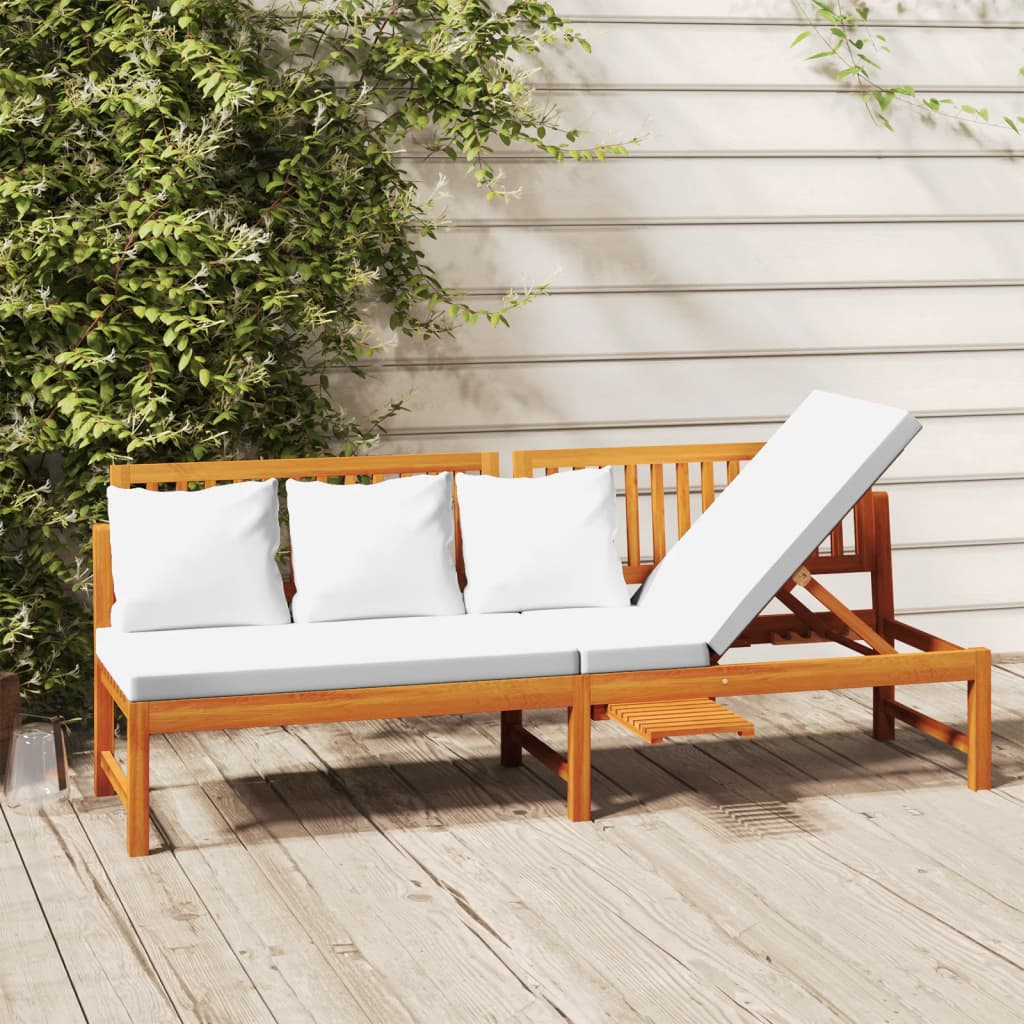 JUNG Vida vidaxL Tagesbett mit Cremeweißen Kissen 200x60x75 cm Massivholz Akazie