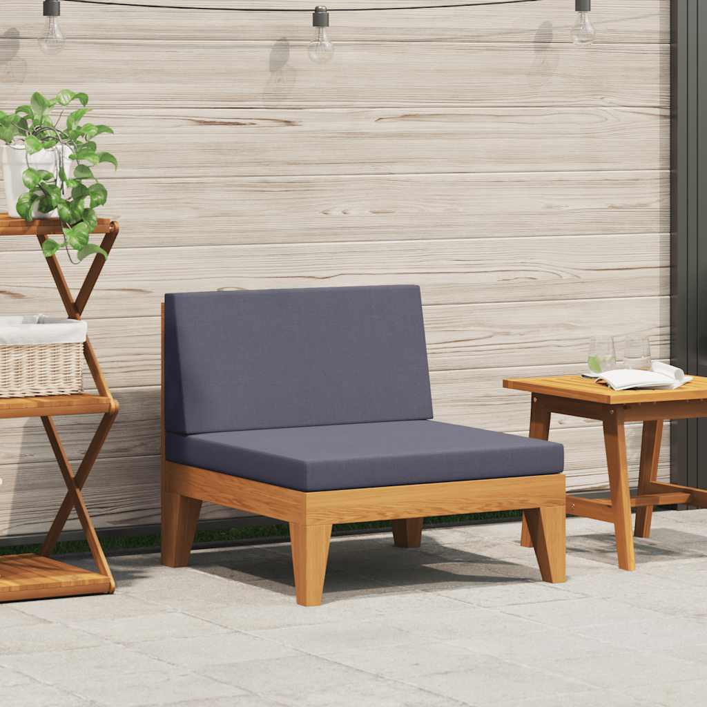 JUNG Vida Modular-Mittelsofa mit Dunkelgrauen Kissen Akazie Massivholz