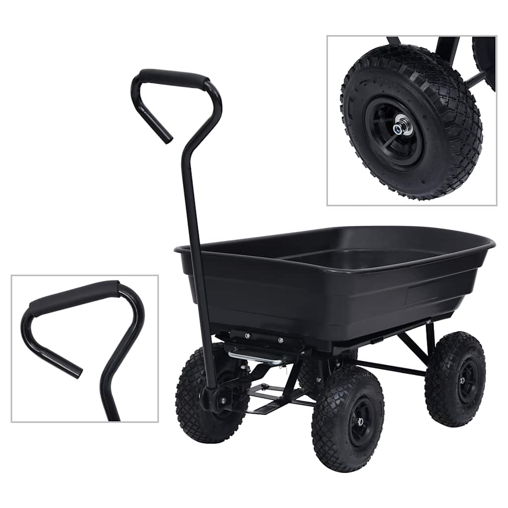 JUNG Vida Garten-Kippwagen 300 kg 75 L Schwarz