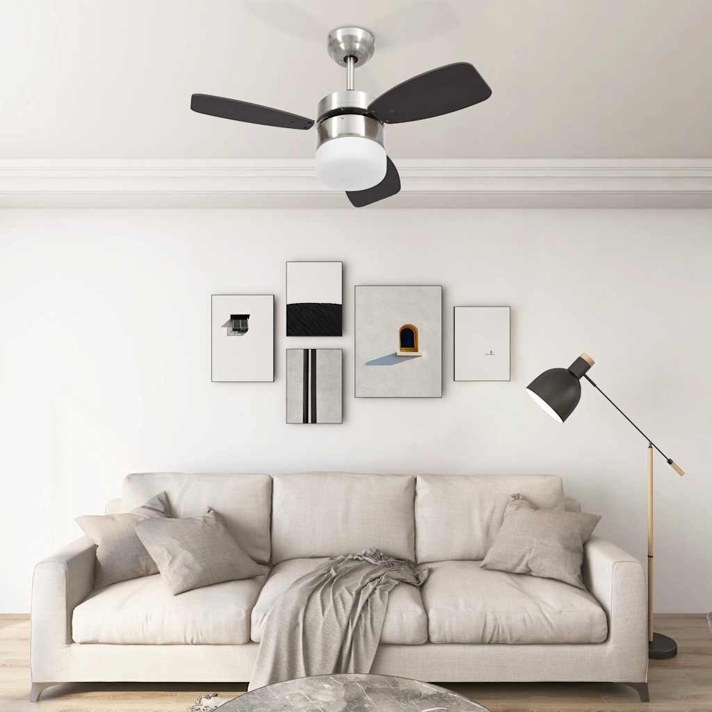 JUNG Vida Deckenventilator mit Licht und Fernbedienung 76 cm Dunkelbraun