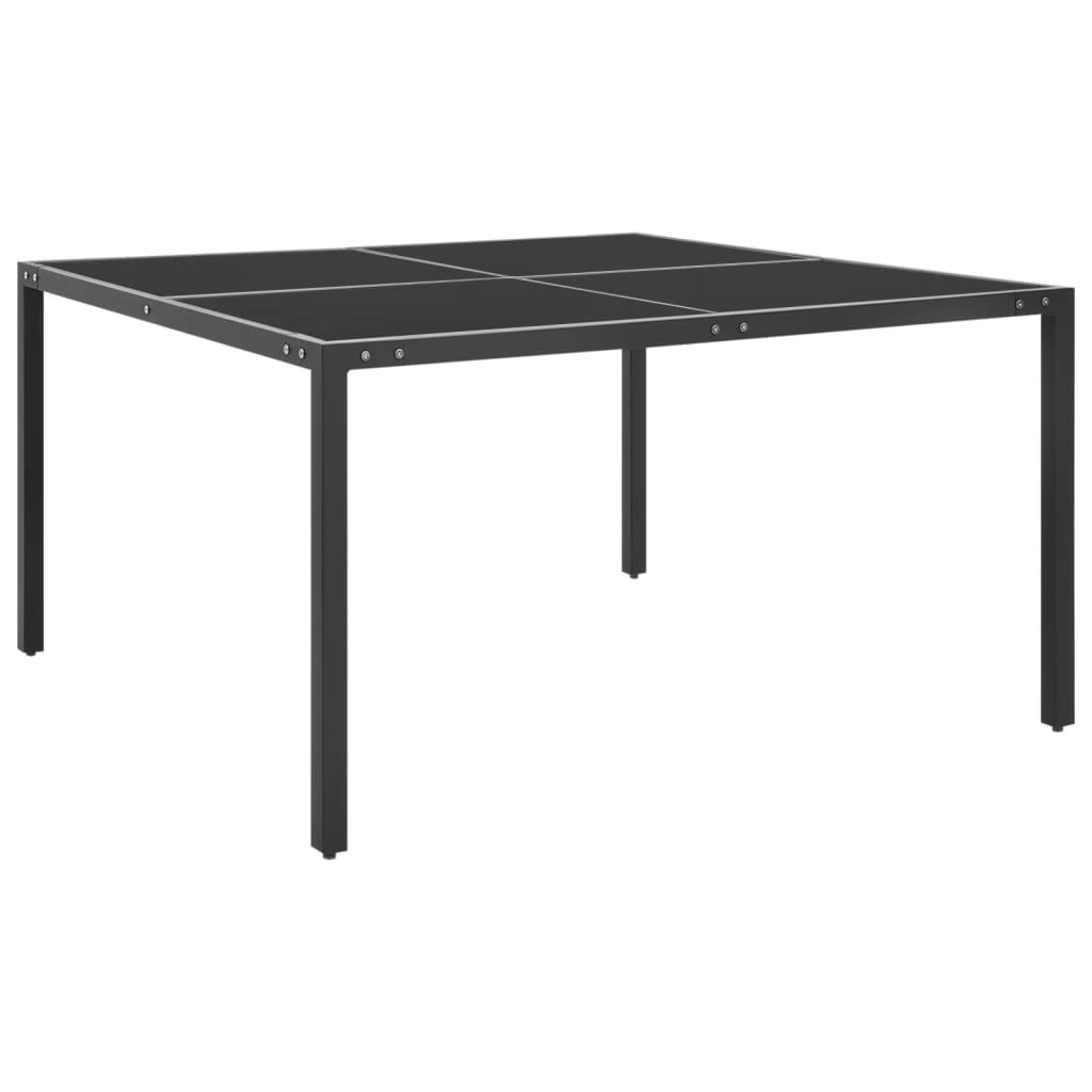 JUNG Vida Gartentisch Anthrazit 130x130x72 cm Stahl und Glas