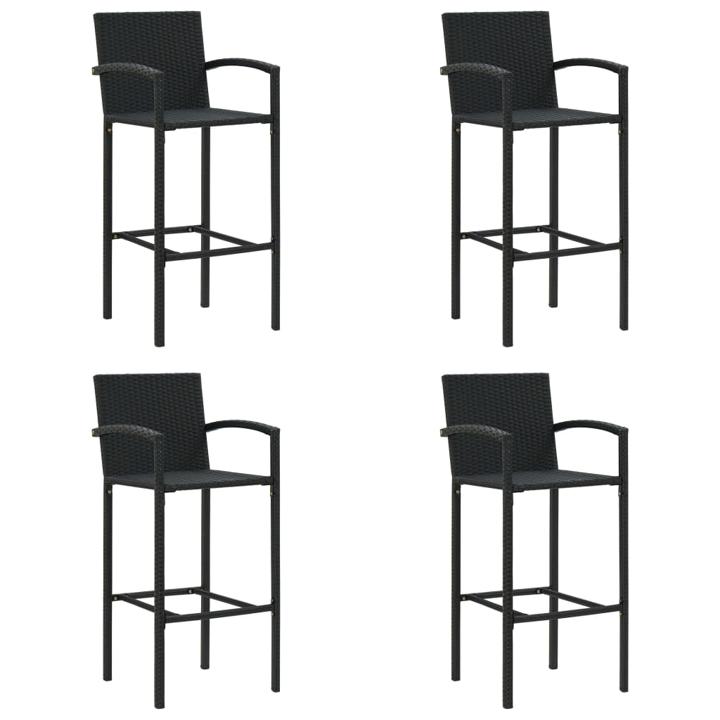 JUNG Vida Barhocker 4 Stk. Schwarz Poly Rattan