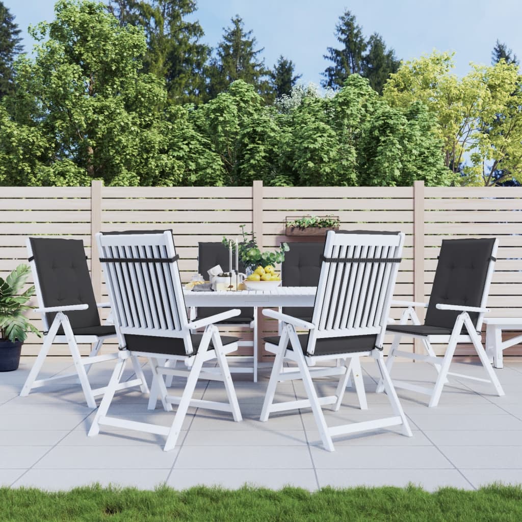 JUNG Vida Gartenstuhlauflagen für Hochlehner 6 Stk. Schwarz 120x50x3 cm