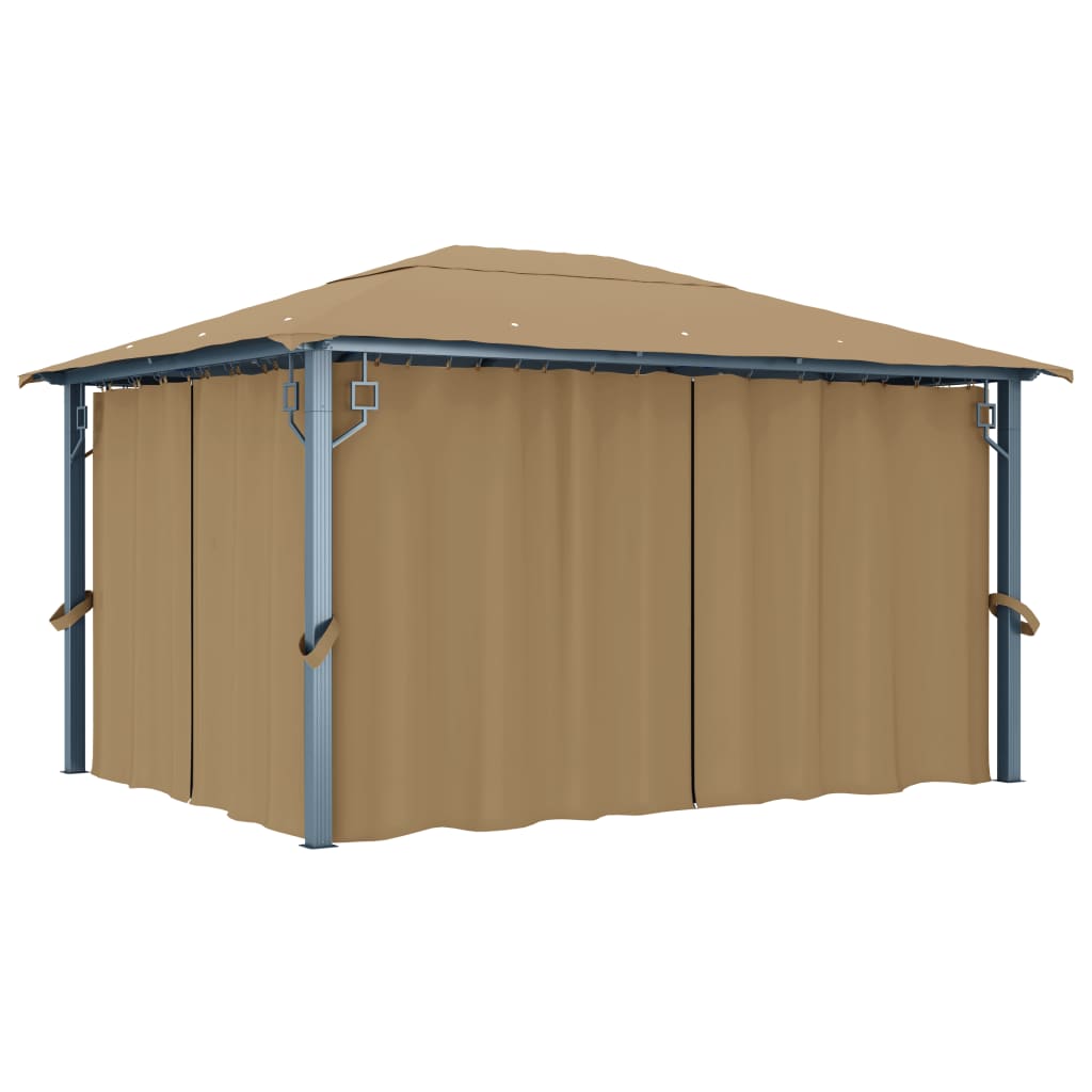 JUNG Vida Pavillon mit Vorhang 400x300 cm Taupe Aluminium