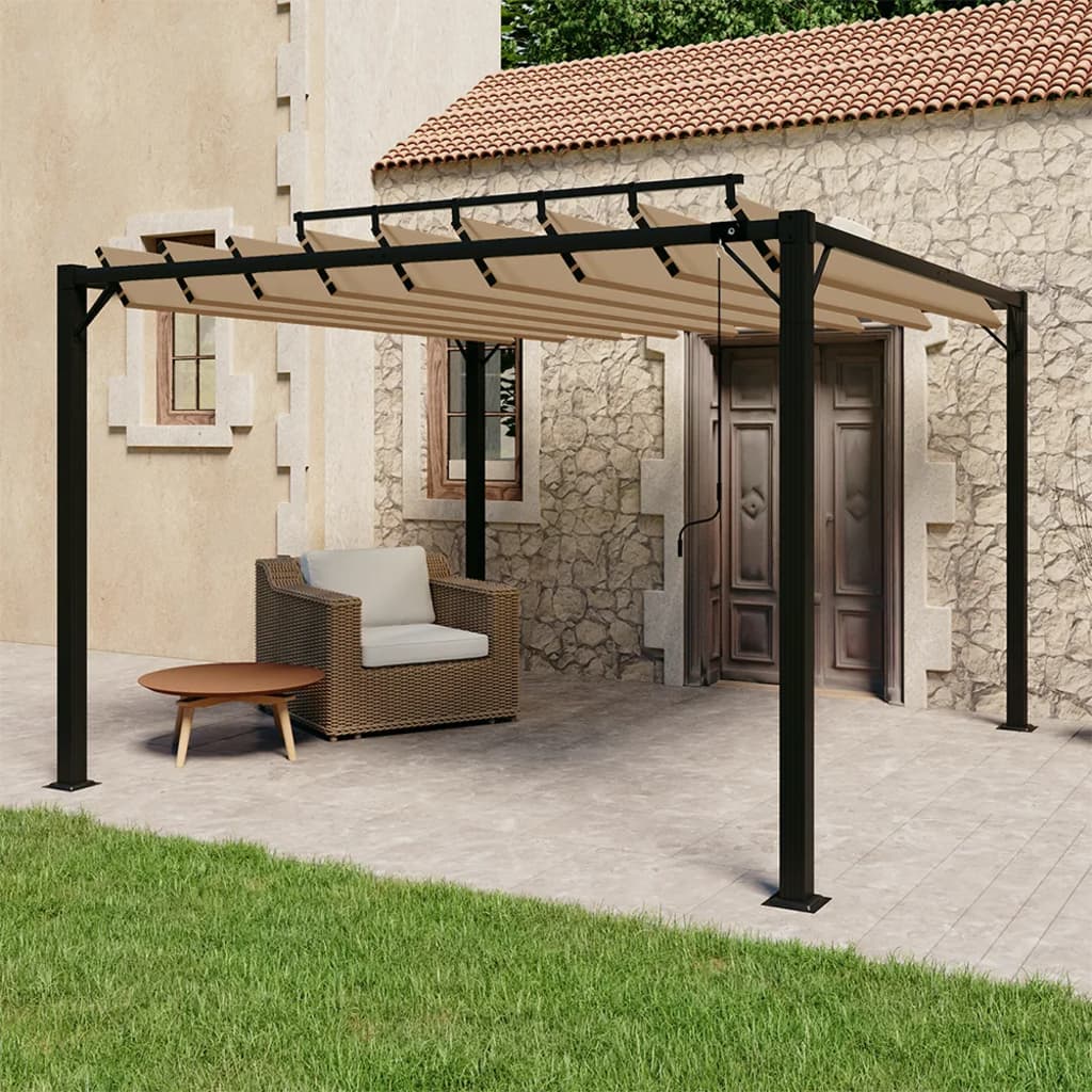 JUNG Vida Pergola mit Lamellendach 3x3 m Taupe Stoff und Aluminium