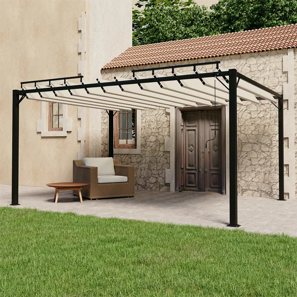 JUNG Vida Pergola mit Lamellendach 3x4 m Creme Stoff und Aluminium