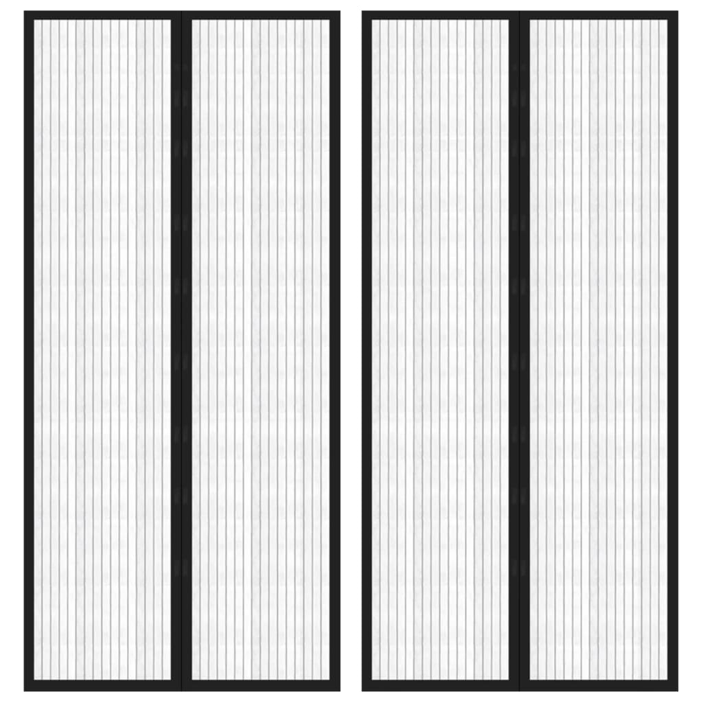 JUNG Vida Fliegengitter-Türvorhänge 2 Stk. Magnet Schwarz 210x90 cm