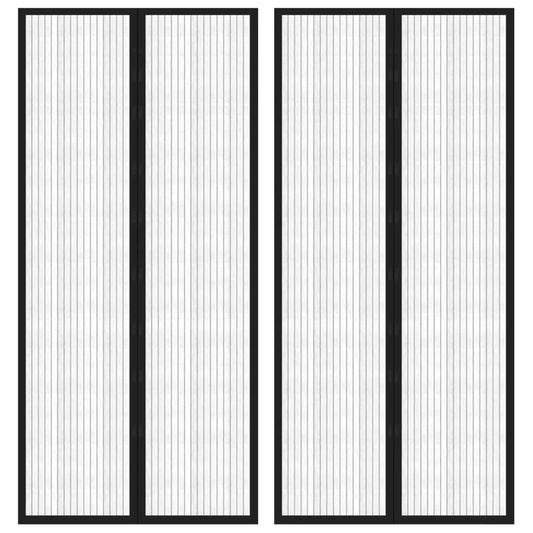 JUNG Vida Fliegengitter-Türvorhänge 2 Stk. Magnet Schwarz 210x90 cm