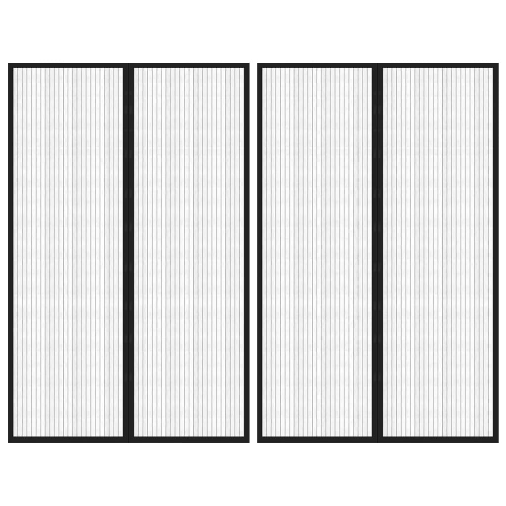 JUNG Vida Fliegengitter-Türvorhänge 2 Stk. Magnet Schwarz 220x130 cm