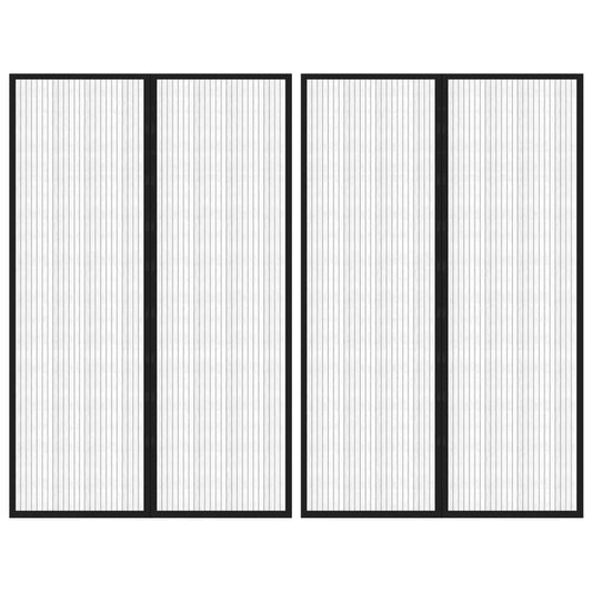 JUNG Vida Fliegengitter-Türvorhänge 2 Stk. Magnet Schwarz 220x130 cm