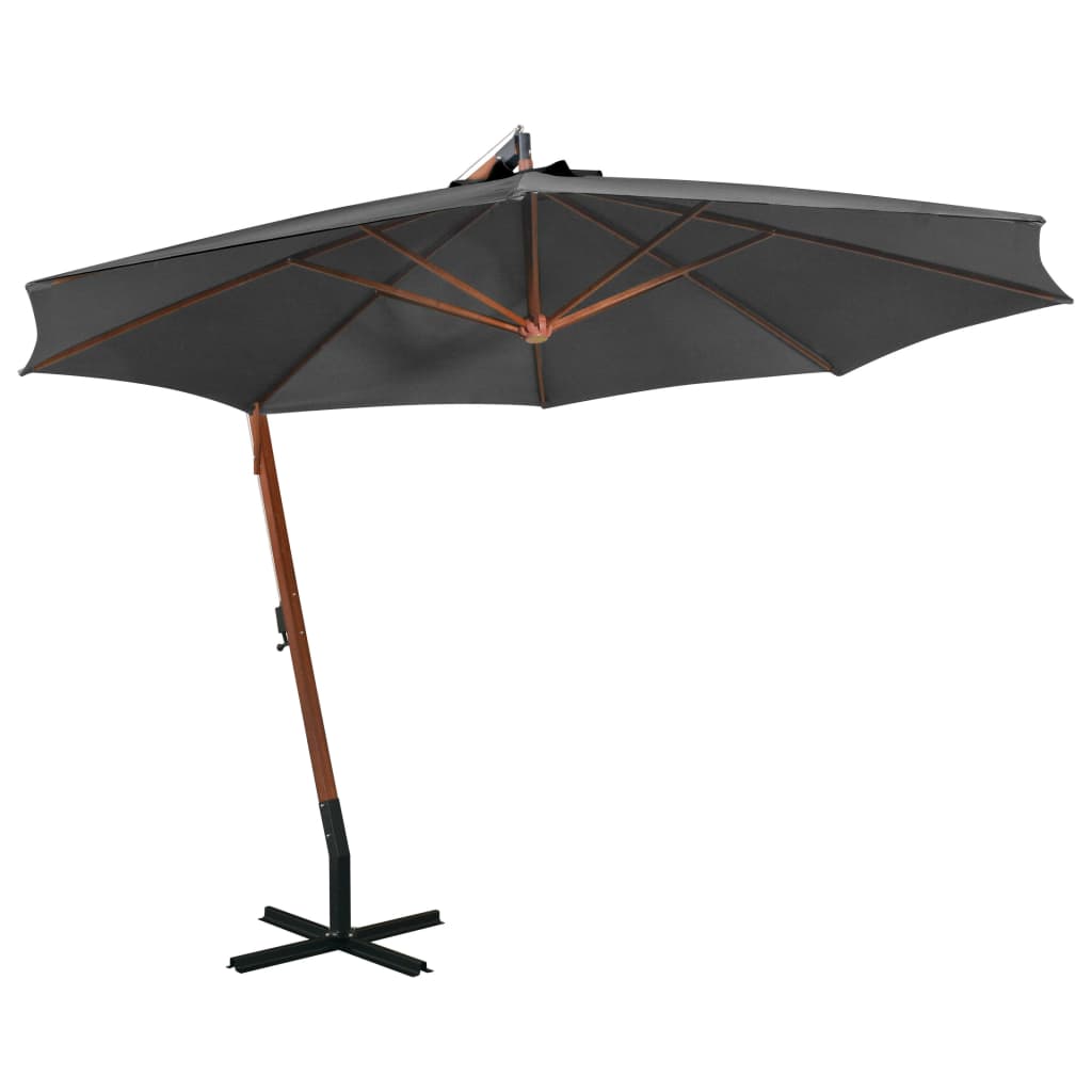 JUNG Vida Ampelschirm mit Mast Anthrazit 3,5x2,9 m Massivholz Tanne
