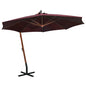 JUNG Vida Ampelschirm mit Mast Bordeauxrot 3,5x2,9 m Massivholz Tanne
