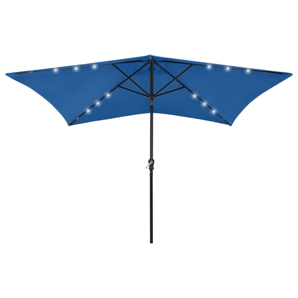 JUNG Vida Sonnenschirm mit LEDs und Stahl-Mast Azurblau 2x3 m