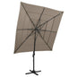 JUNG Vida Sonnenschirm mit Aluminium-Mast 4-lagig Taupe 250x250 cm