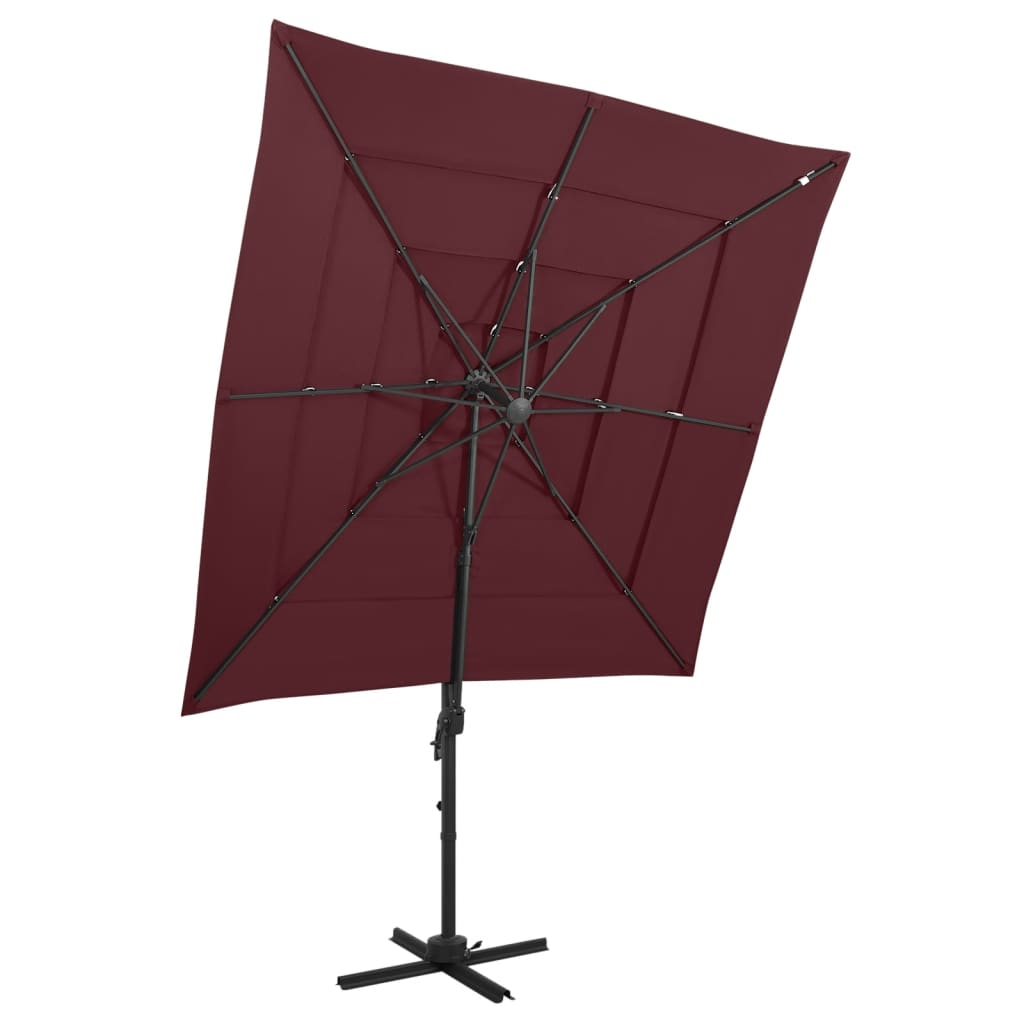 JUNG Vida Sonnenschirm mit Aluminium-Mast 4-lagig Bordeauxrot 250x250 cm
