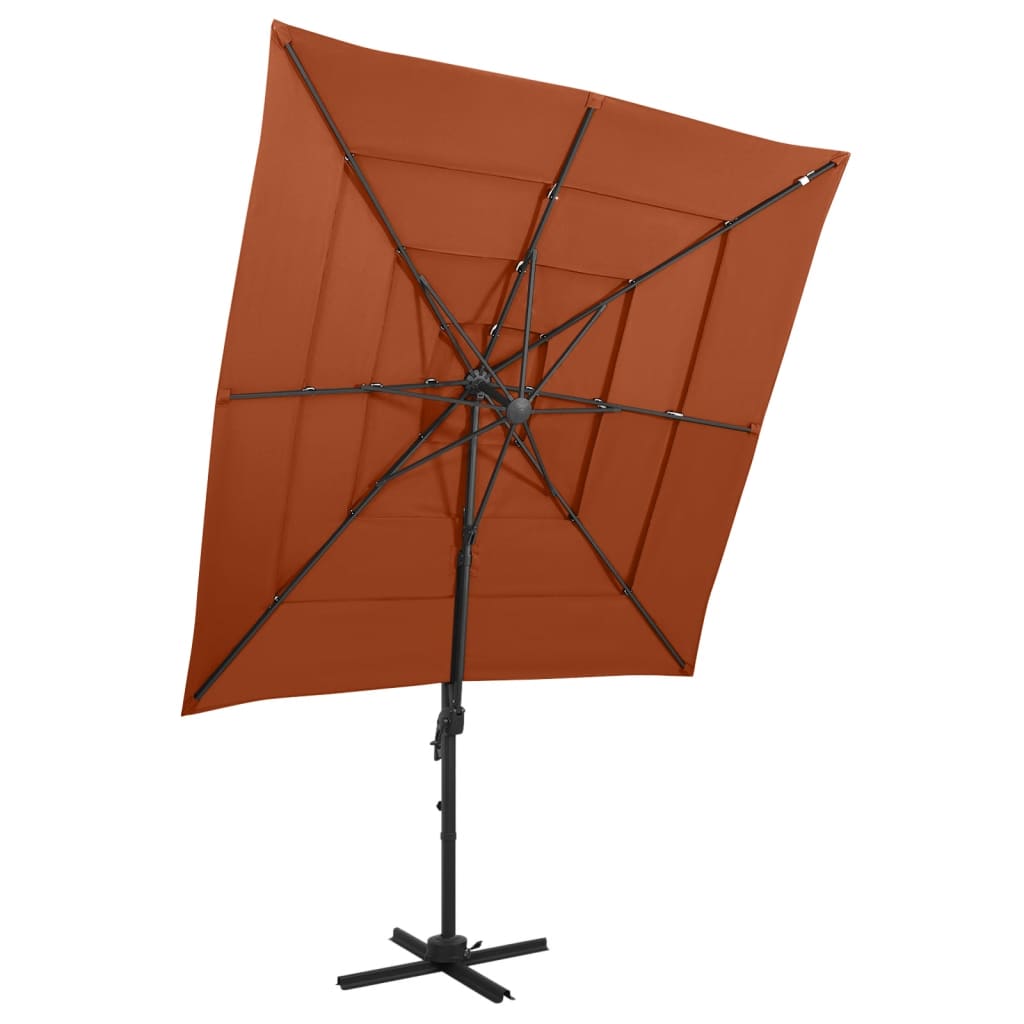 JUNG Vida Sonnenschirm mit Aluminium-Mast 4-lagig Terrakotta 250x250 cm