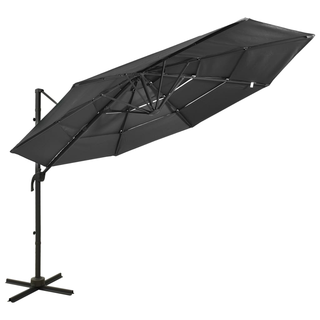 JUNG Vida Sonnenschirm mit Aluminium-Mast 4-lagig Anthrazit 3x3 m