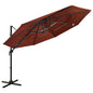 JUNG Vida Sonnenschirm mit Aluminium-Mast 4-lagig Terrakottarot 3x3 m