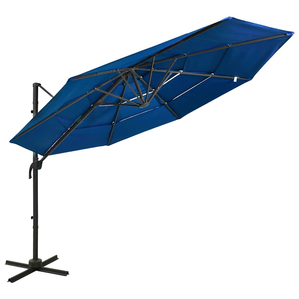 JUNG Vida Sonnenschirm mit Aluminium-Mast 4-lagig Azurblau 3x3 m