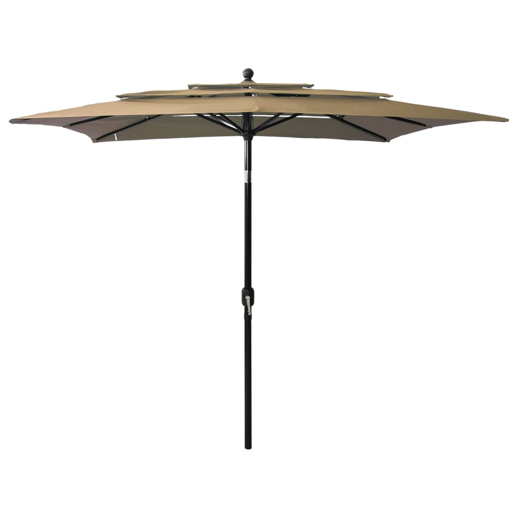 JUNG Vida Sonnenschirm mit Aluminium-Mast 3-lagig Taupe 2,5x2,5 m