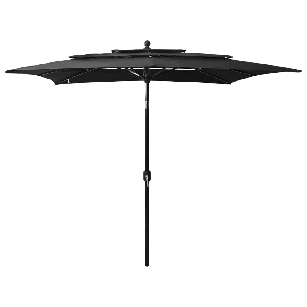 JUNG Vida Sonnenschirm mit Aluminium-Mast 3-lagig Schwarz 2,5x2,5 m
