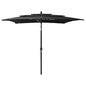 JUNG Vida Sonnenschirm mit Aluminium-Mast 3-lagig Schwarz 2,5x2,5 m