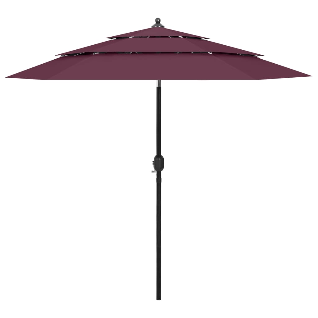 JUNG Vida Sonnenschirm mit Aluminium-Mast 3-lagig Bordeauxrot 2,5 m