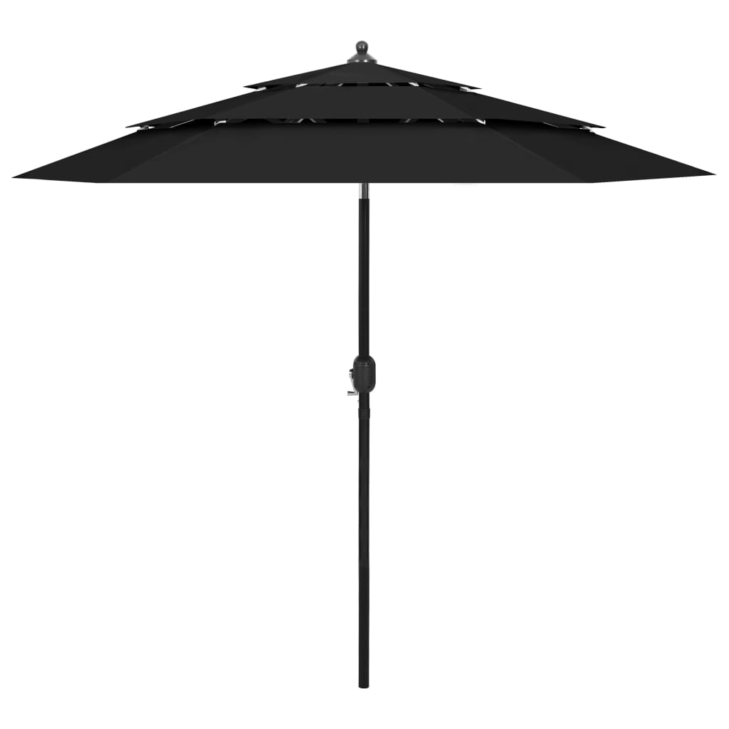 JUNG Vida Sonnenschirm mit Aluminium-Mast 3-lagig Schwarz 2,5 m