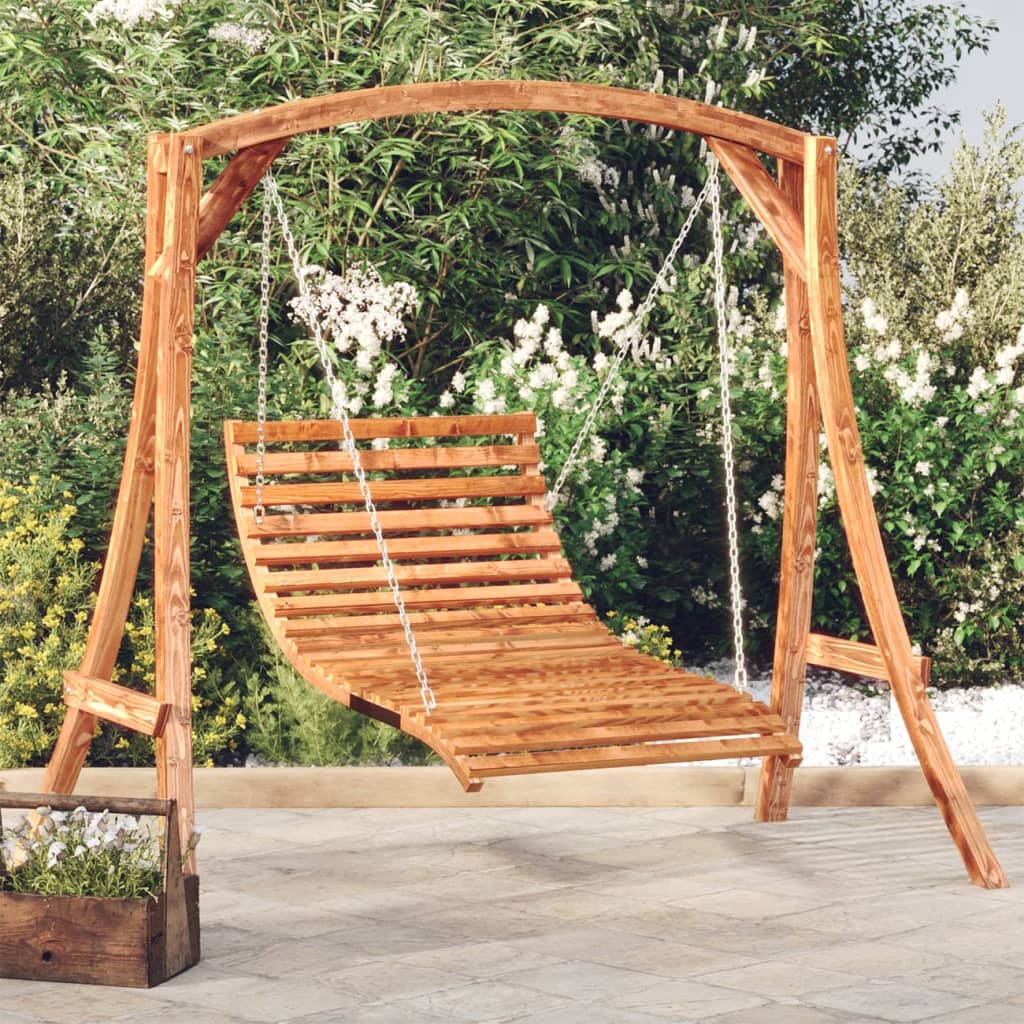 JUNG Vida Bett-Schaukel Bugholz Massiv mit Teak-Finish 115x147x46 cm