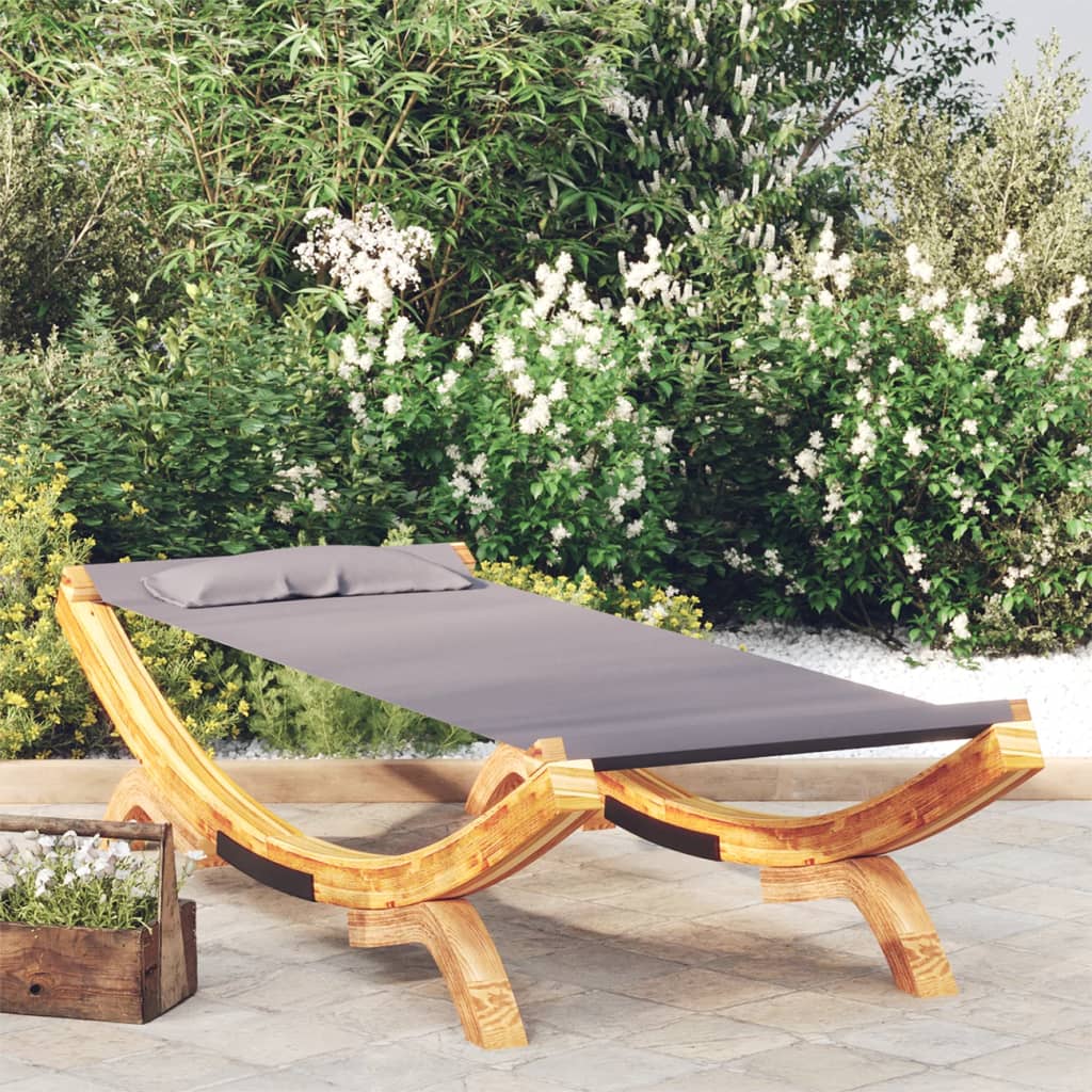 JUNG Vida Sonnenliege 100x188,5x44 cm Bugholz Massiv Anthrazit
