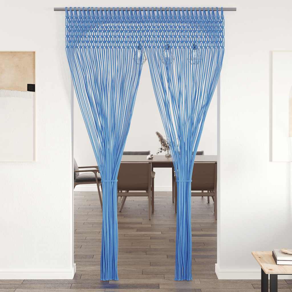 JUNG Vida Makramee Vorhang Blau 140x240 cm Baumwolle