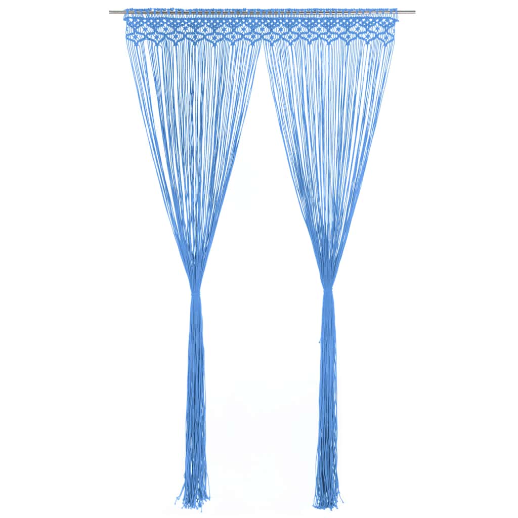 JUNG Vida Makramee Vorhang Blau 140x240 cm Baumwolle