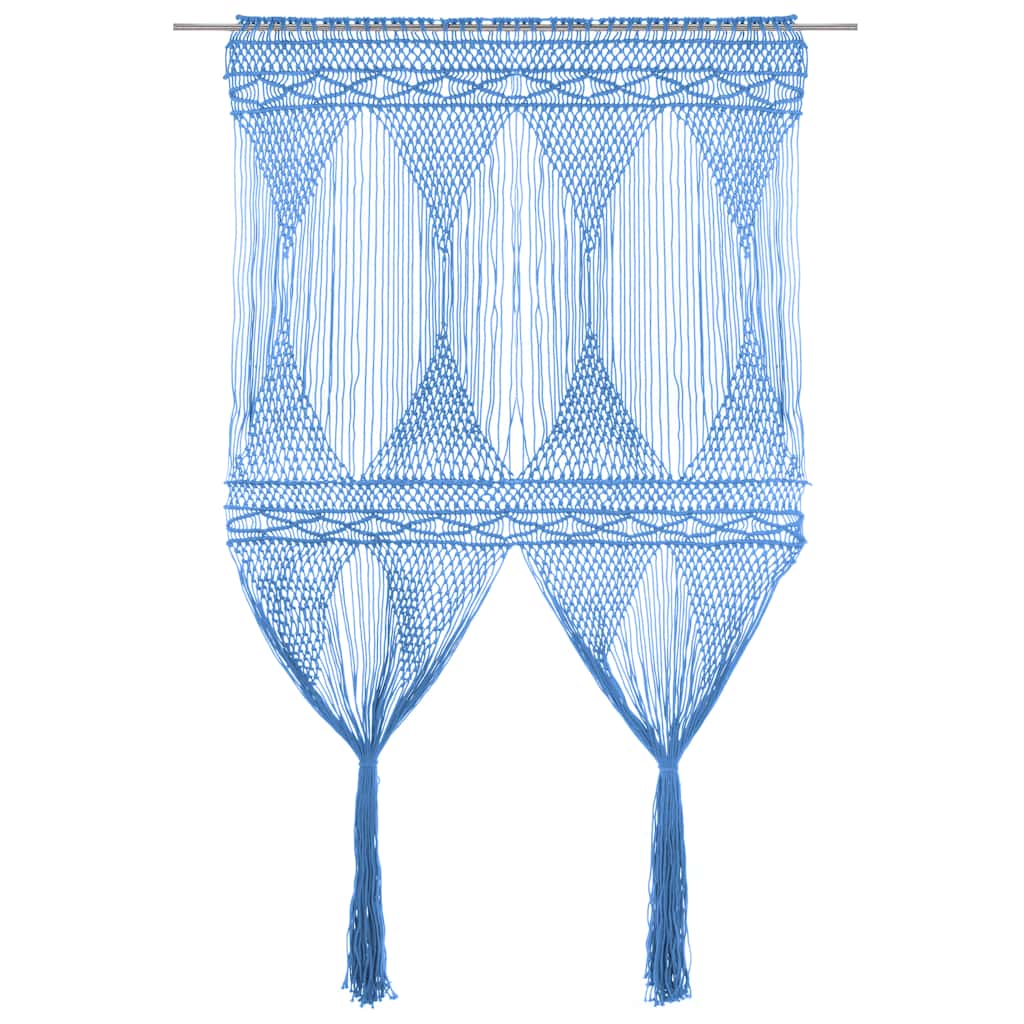 JUNG Vida Makramee Vorhang Blau 140x240 cm Baumwolle