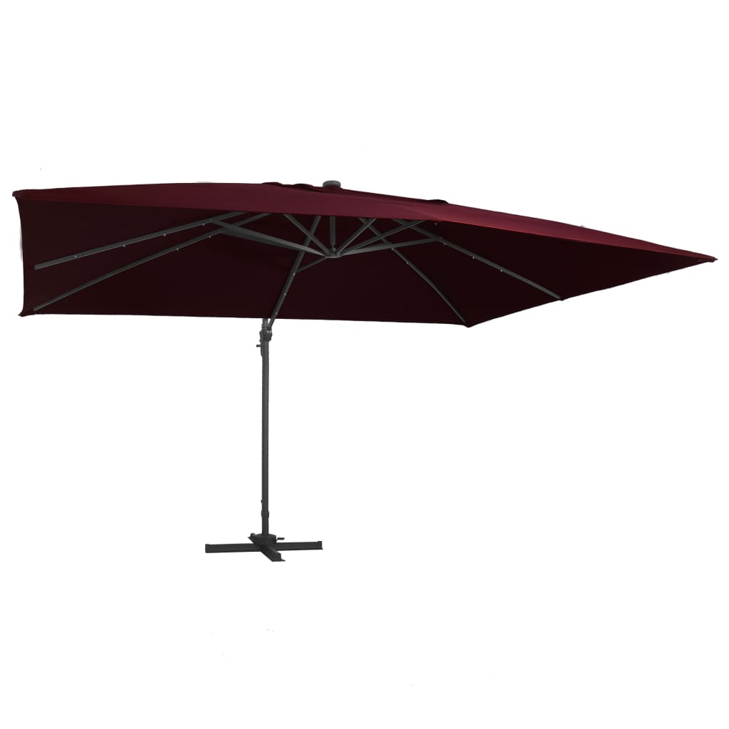 JUNG Vida Ampelschirm mit LED-Beleuchtung 400x300 cm Bordeauxrot