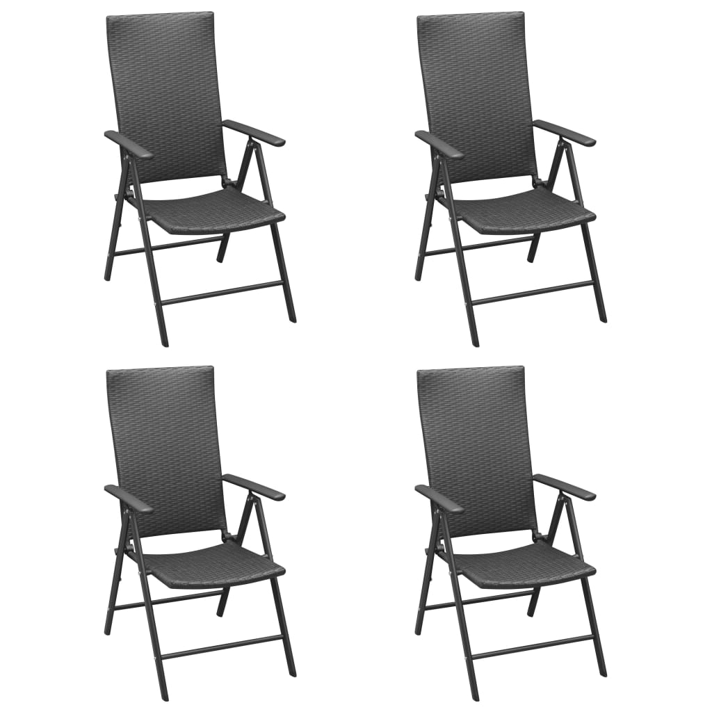 JUNG Vida Gartenstühle 4 Stk. Poly Rattan Schwarz