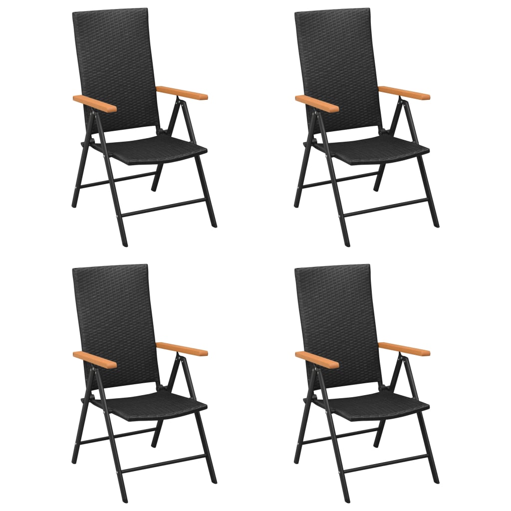 JUNG Vida Gartenstühle 4 Stk. Poly Rattan Schwarz