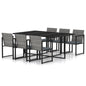JUNG Vida 7-tlg. Garten-Essgruppe mit Kissen Poly Rattan Grau