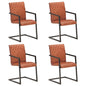 JUNG Vida Freischwinger 4 Stk. Braun Echtleder