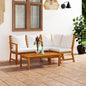 JUNG Vida 4-tlg. Garten-Lounge-Set mit Auflagen Creme Massivholz Akazie