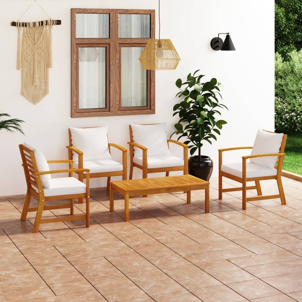 JUNG Vida 5-tlg. Garten-Lounge-Set mit Auflagen Massivholz Akazie