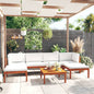 JUNG Vida 7-tlg. Garten-Lounge-Set mit Kissen Cremefarbenes Holz Akazie & Seil