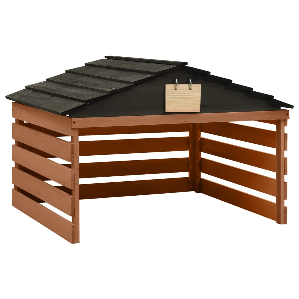 JUNG Vida Mähroboter-Garage Schwarz und Braun 78x74x54 cm Tannenholz