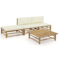 JUNG Vida 4-tlg. Garten-Lounge-Set mit Cremeweißen Kissen Bambus