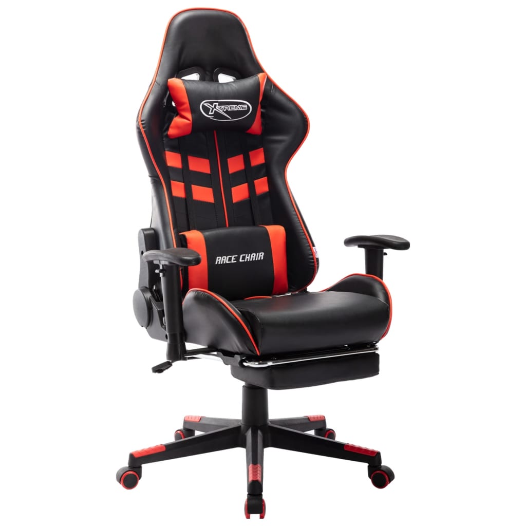 JUNG Vida Gaming-Stuhl mit Fußstütze Schwarz und Rot Kunstleder