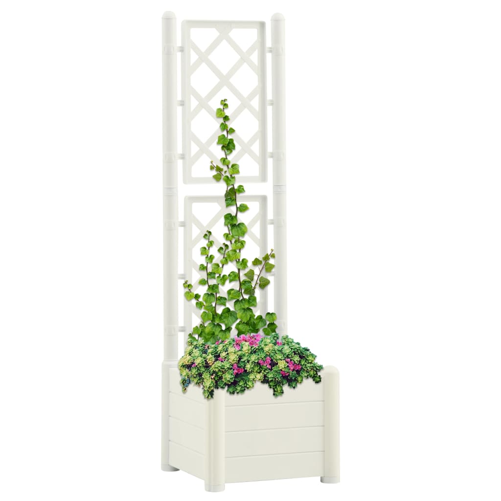 JUNG Vida Pflanzkübel mit Spalier 43x43x142 cm PP Weiß